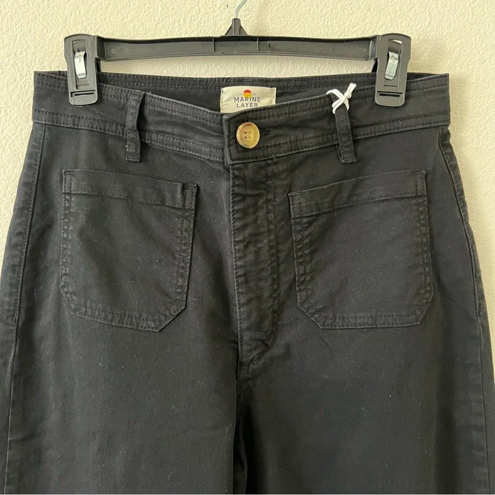 NWT Marine Layer Bridget Wide Leg Crop Pants in Faded Black SZ 10 - Picture 7 of 16